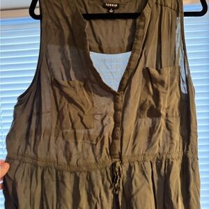 Torrid Olive Green Sleeveless Top ties in front